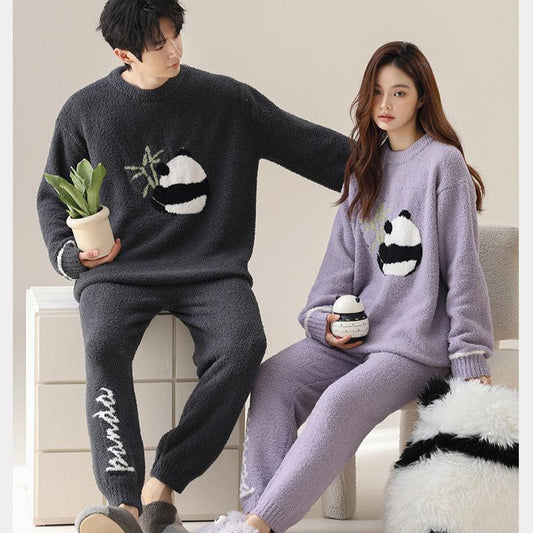 Panda Couples Modern Pajamas Set - Premium Polyester