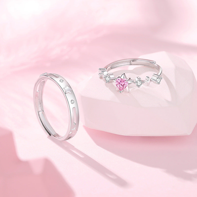 Engraved Matching Stars Wedding Rings Set for Couples - Gullei