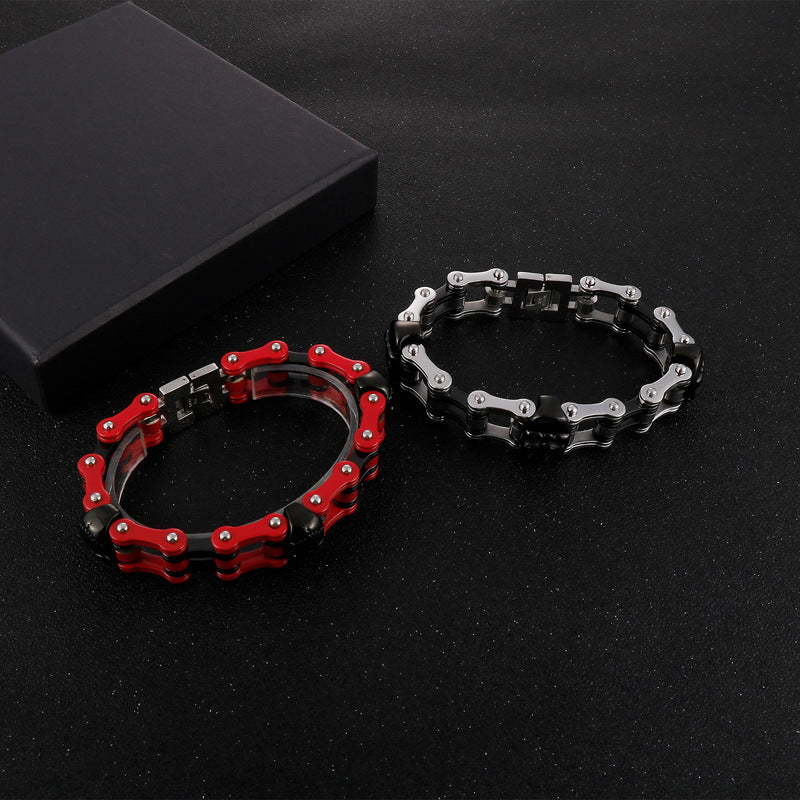 Custom Skull Bike Chain Mens Bracelet 22cm