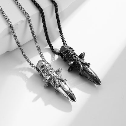 Vintage Skull Bullet Pendant Necklace