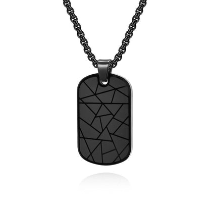 Engraved Cracked Pattern Mens Necklace Gift for Him