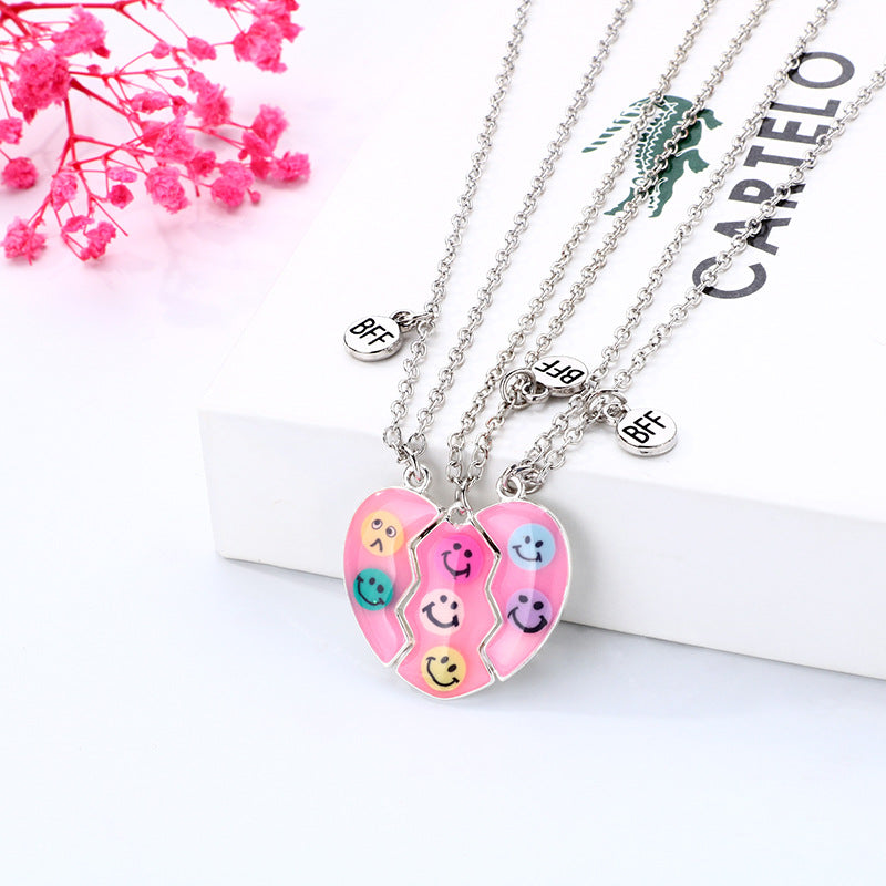 Magnetic Hearts Bff Friendship Necklaces Set for 3