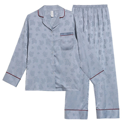 Elegant Tonal Floral Satin Couple Pajamas