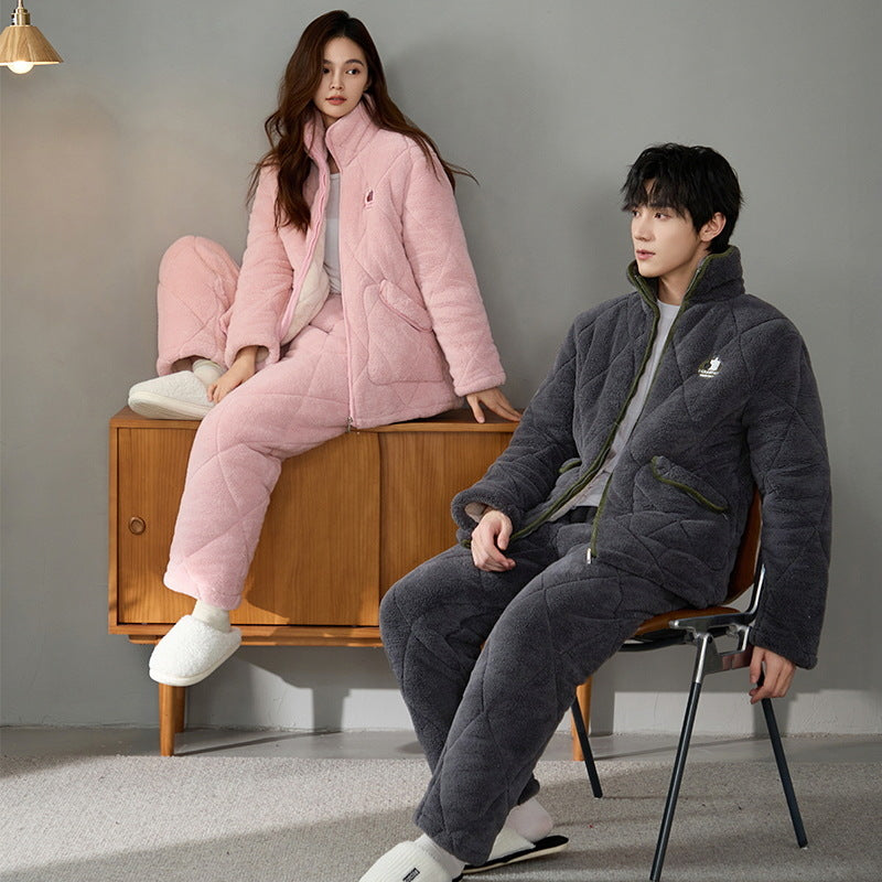 Ultra Warm Poyester Winter Pajamas Set for Couples