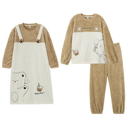 Warm Fleece Matching Couples PJs Set