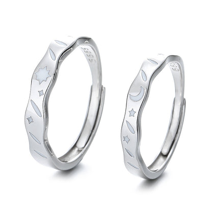 Engravable Sun and Moon Glow in Dark Rings Set