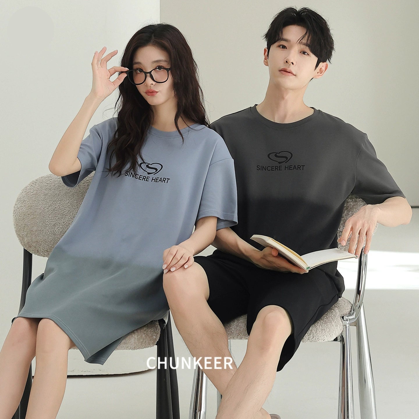 Minimalist Gradient Cotton Couple Sleepwear