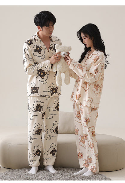 Matching Cotton Loungewear Pajamas Set for Couples