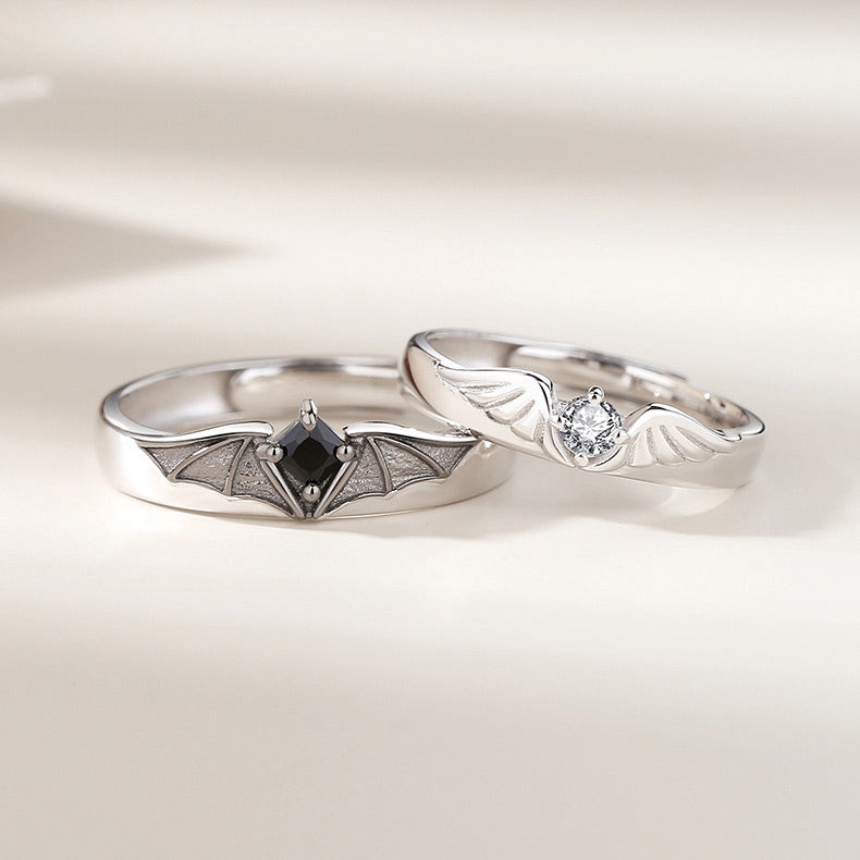 Two Ring Angel Custom Angel Demon Couple Rings Set for two Gullei.com