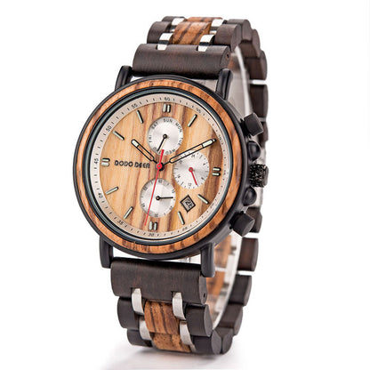 Matching Sandalwood Couple Chronograph Watch Set