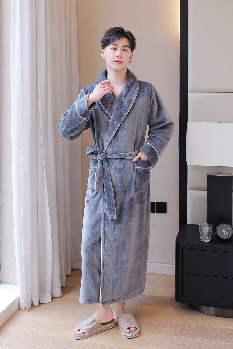 2-Piece Thickened Flannel Long Robes for Couples