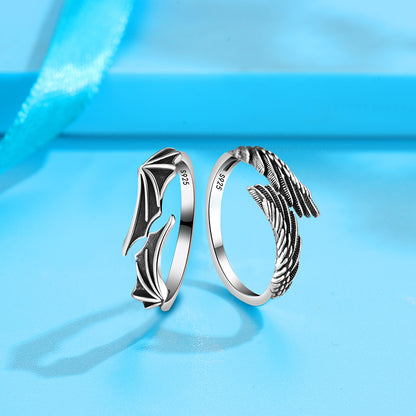 Angel and Devil Matching Rings Set for Couples