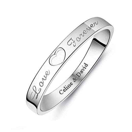 Custom Promise Love Ring for Girlfriend Sterling Silver 3mm