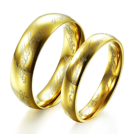 Lord of the Rings Style Couples Rings Bands Set of 2