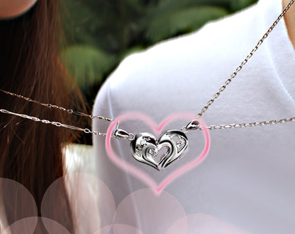 Engraved Magnetic Half Hearts Necklaces for Boyfriend and Girlfriend