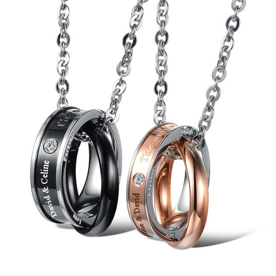 Engraved Matching His and Hers Lovers Necklaces Jewelry Set for 2