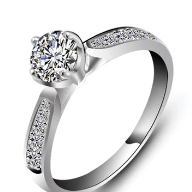 Cubic Zirconia Wedding Ring for Women Custom Engraved