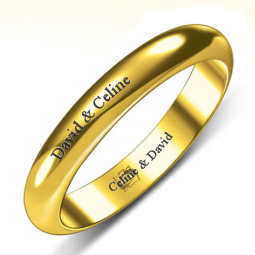 Tungsten Wedding Ring for Men with Personalized Names 4mm