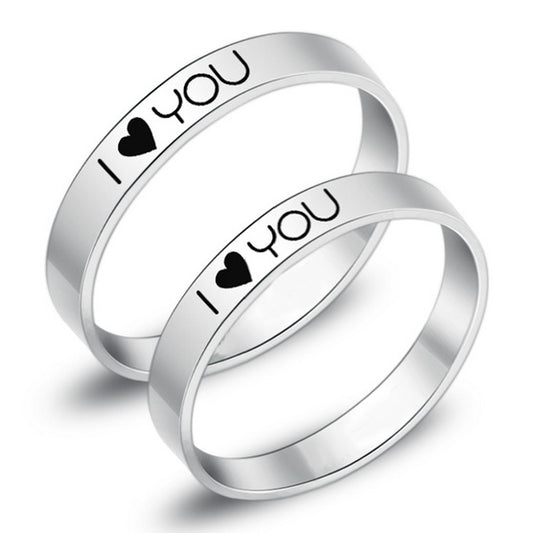 Engraved Titanium Promise Couples Rings Set for 2