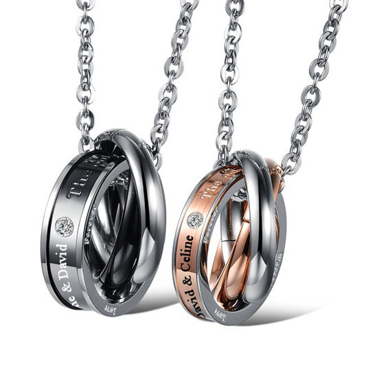 Personalized Matching His and Hers Relationship Lovers Necklaces for 2
