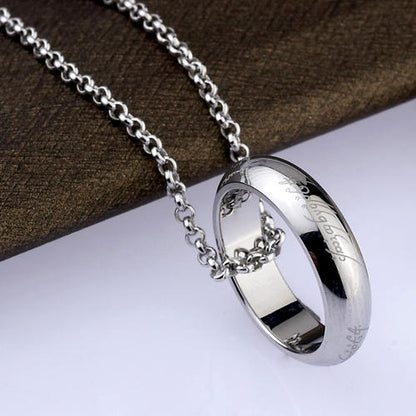 Custom Name Engravable Ring Pendant Necklace for Men