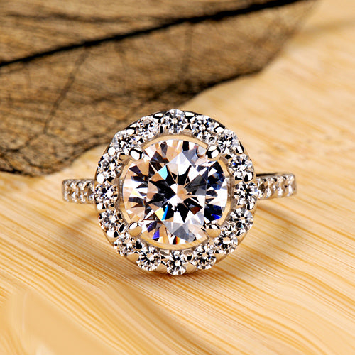 Custom Engraved 3 Carat Diamond Wedding Ring for Women