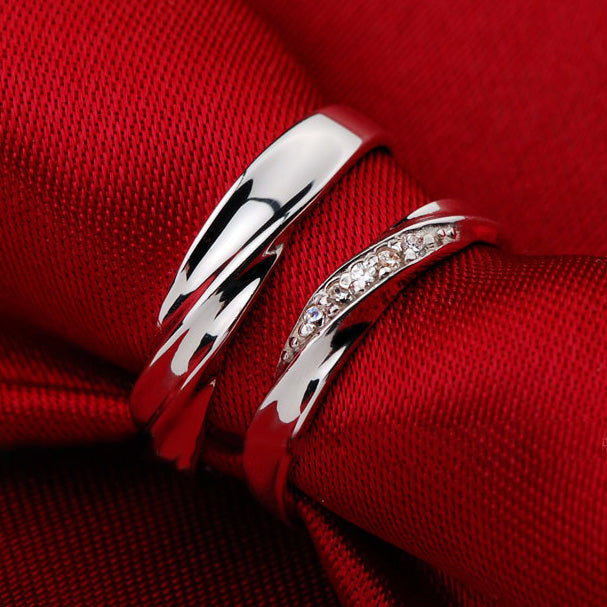 Metallic Couple Rings Korean Style Plain Band Promise Rings, Perfect Gift  For Valentine's Day | SHEIN USA