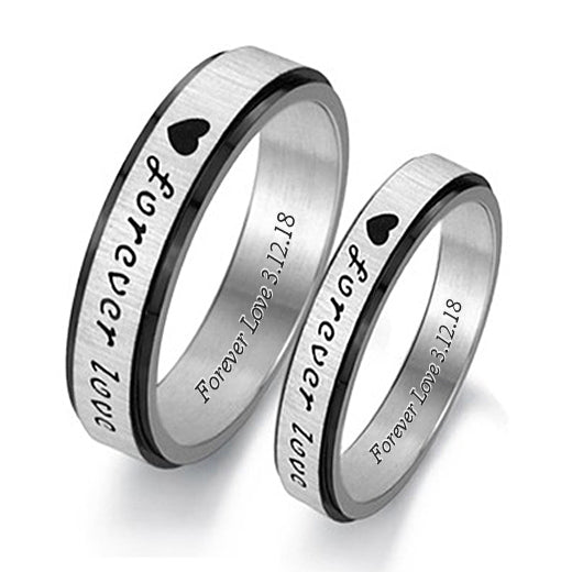 Personalized Forever Love Promise Rings Set for Couples