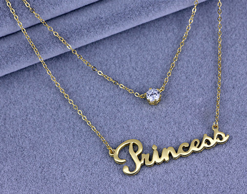 Necklace with Custom Name Double Chain Gift for Her