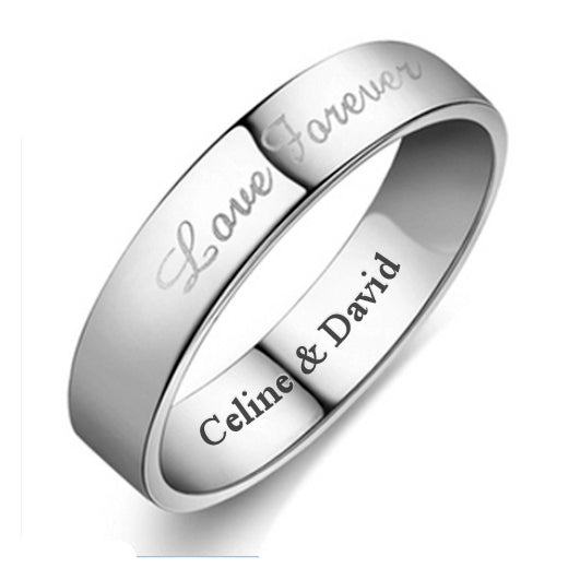 Customized Engraved Promise Ring for Men Sterling Silver 3.5mm