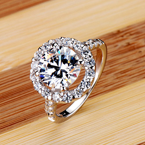 Custom Engraved 3 Carats Lab Diamond Ring for Women