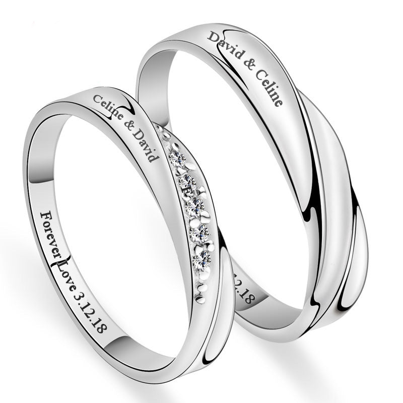 Custom Men and Women Promise Rings Set Sterling Silver