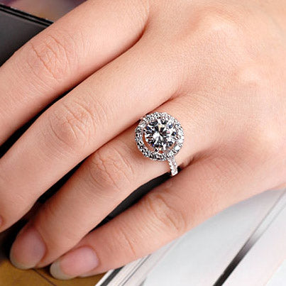 Custom Engraved 3 Carat Diamond Wedding Ring for Women