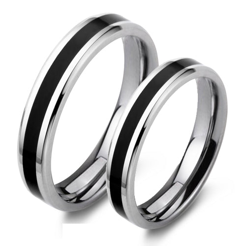 Engraved His and Hers Wedding Bands Set Titanium Steel