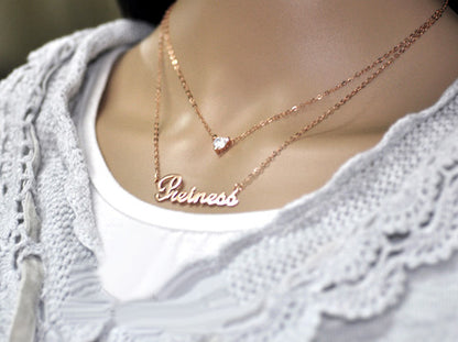 Necklace with Custom Name Double Chain Gift for Her