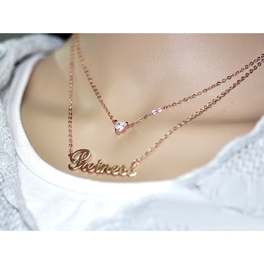 Necklace with Custom Name Double Chain Gift for Her