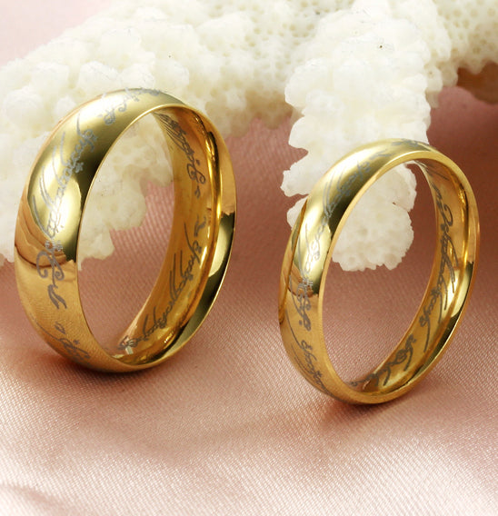 Lord of the Rings Style Couples Rings Bands Set of 2