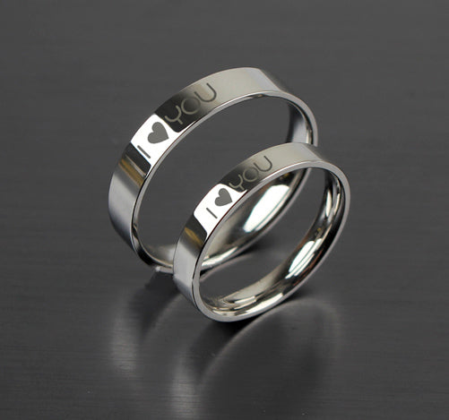 Engraved Titanium Promise Couples Rings Set for 2