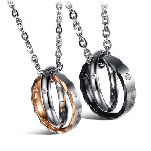 Engraved 2 Piece Necklaces for Couples Jewelry Gift Set of 2