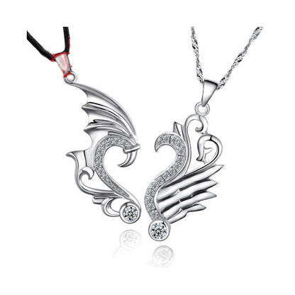 Phoenix and Dragon Pendants for Couples Set for 2 - Sterling Silver