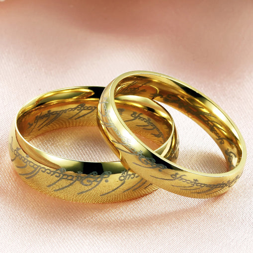 Lord of the Rings Style Couples Rings Bands Set of 2