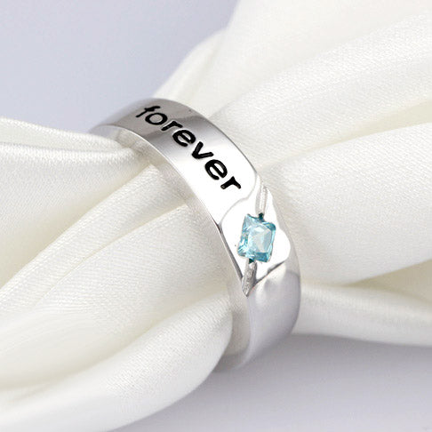 Cubic Zirconia Silver Promise Rings for Girlfriend Custom Engraved