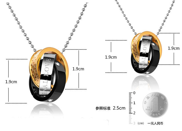 Customized Double Rings Mens Pendant Necklace Gift