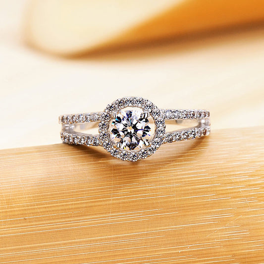 0.5 Carat Lab Diamond Halo Engagement Ring - Affordable Elegance