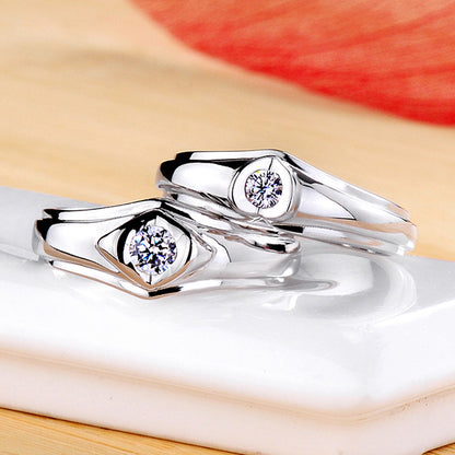0.35 Carat Engraved Diamond Couples Rings Platinum Plated