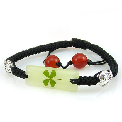 Glow in Dark 4 Leaf Clover Matching Friendship Bracelets Set