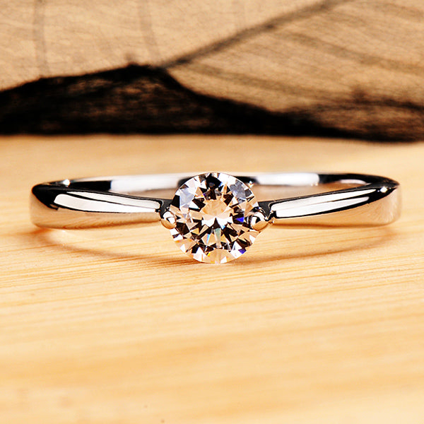 Custom 0.28 Carat Solitaire Diamond Women Wedding Ring