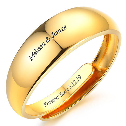 Gold Plated Mens Promise Ring Adjustable Size 7mm