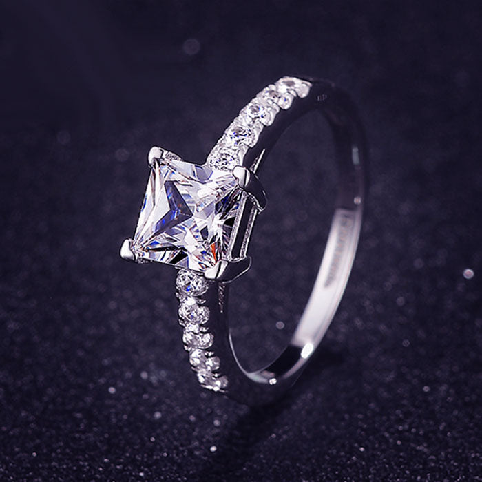 1 Carat Lab Created Princess Cut Diamond Ring
