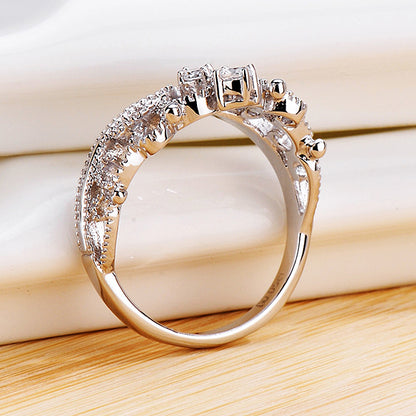Princess Crown NSCD Diamonds Studded Engravable Engagement Ring